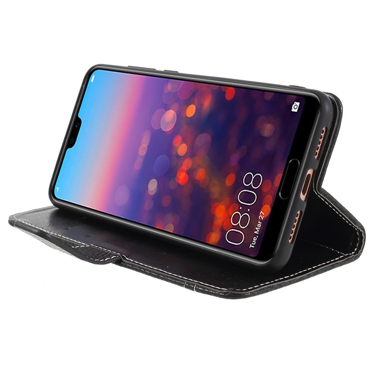 Litchi Texture Wallet Stand Leather Phone Case for Huawei P20 Pro - Black-4