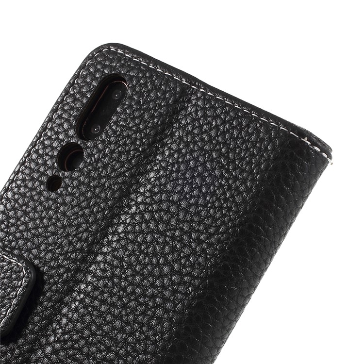 Litchi Texture Wallet Stand Leather Phone Case for Huawei P20 Pro - Black-8