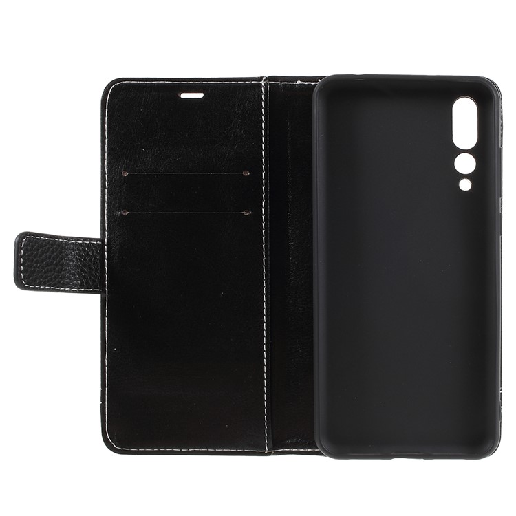 Litchi Texture Wallet Stand Leather Phone Case for Huawei P20 Pro - Black-9