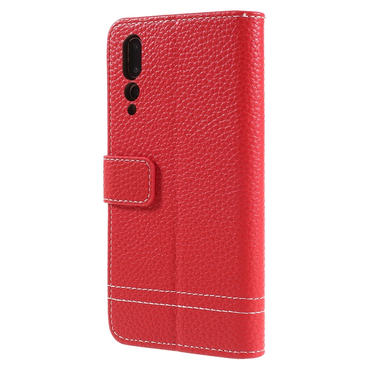 For Huawei P20 Pro Litchi Texture Wallet Stand Leather Mobile Cover - Red-3