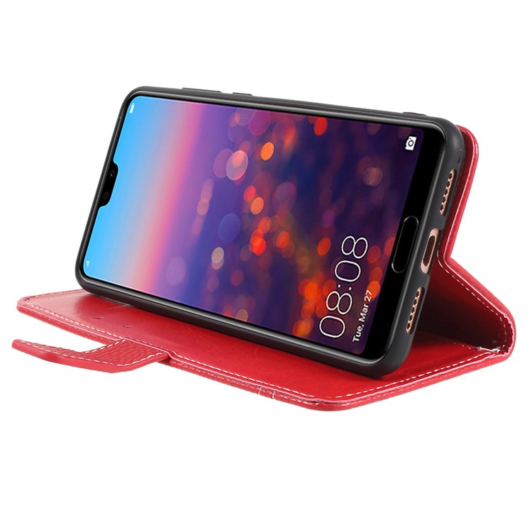 For Huawei P20 Pro Litchi Texture Wallet Stand Leather Mobile Cover - Red-4