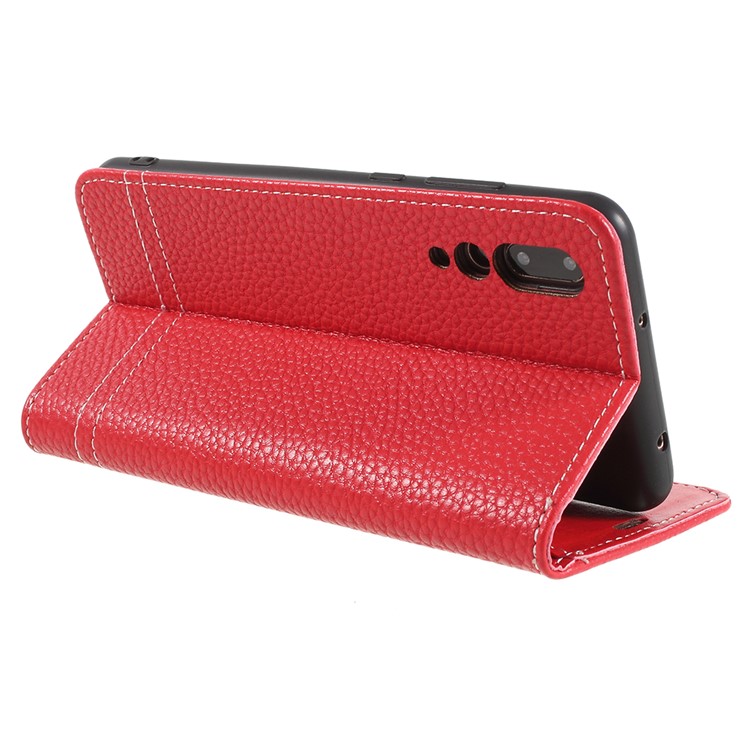 For Huawei P20 Pro Litchi Texture Wallet Stand Leather Mobile Cover - Red-5