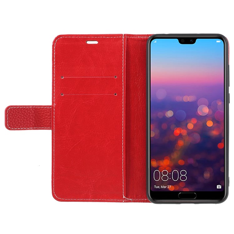 For Huawei P20 Pro Litchi Texture Wallet Stand Leather Mobile Cover - Red-6