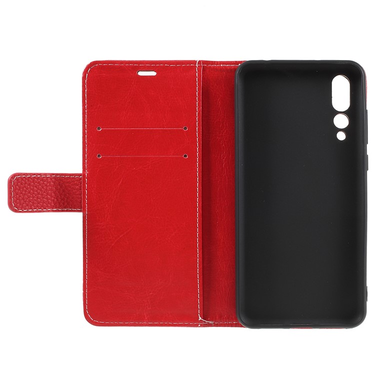 For Huawei P20 Pro Litchi Texture Wallet Stand Leather Mobile Cover - Red-7