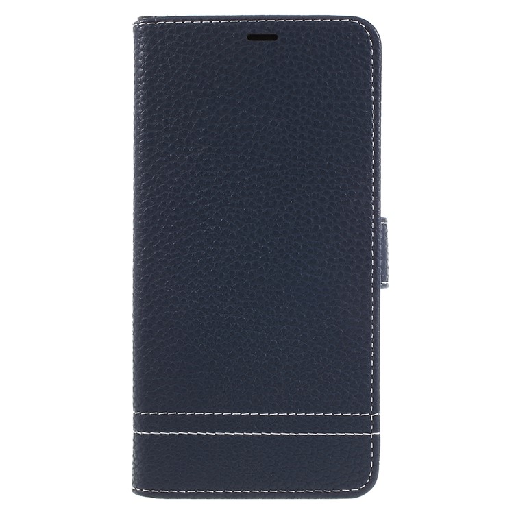 Litchi Texture Leather Wallet Stand Phone Case for Huawei P20 Pro - Dark Blue-1