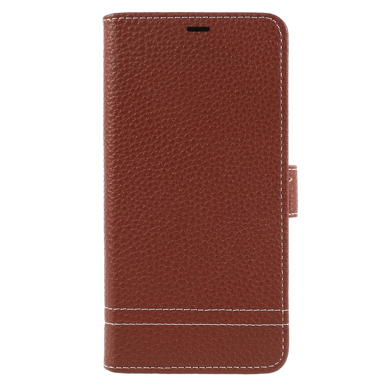 Litchi Grain Wallet Stand Leather Mobile Phone Casing for Huawei P20 Pro - Brown-1