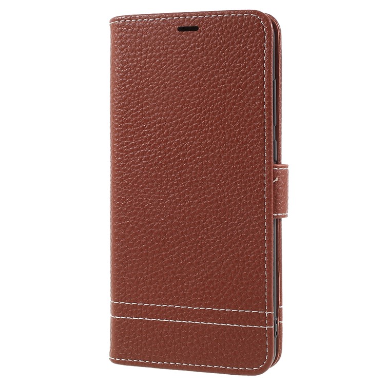 Litchi Grain Wallet Stand Leather Mobile Phone Casing for Huawei P20 Pro - Brown-2