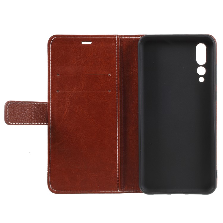 Litchi Grain Wallet Stand Leather Mobile Phone Casing for Huawei P20 Pro - Brown-7