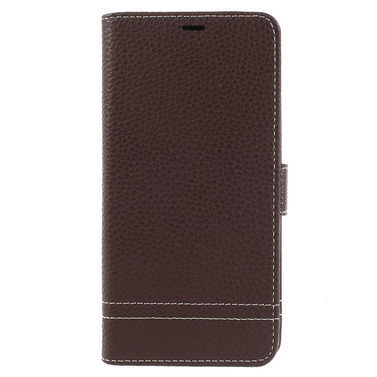 Litchi Texture Wallet Stand Leather Protection Flip Phone Cover Accessory for Huawei P20 Pro - Coffee-1