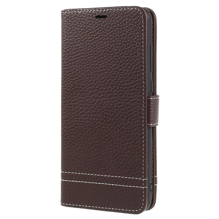 Litchi Texture Wallet Stand Leather Protection Flip Phone Cover Accessory for Huawei P20 Pro - Coffee-2