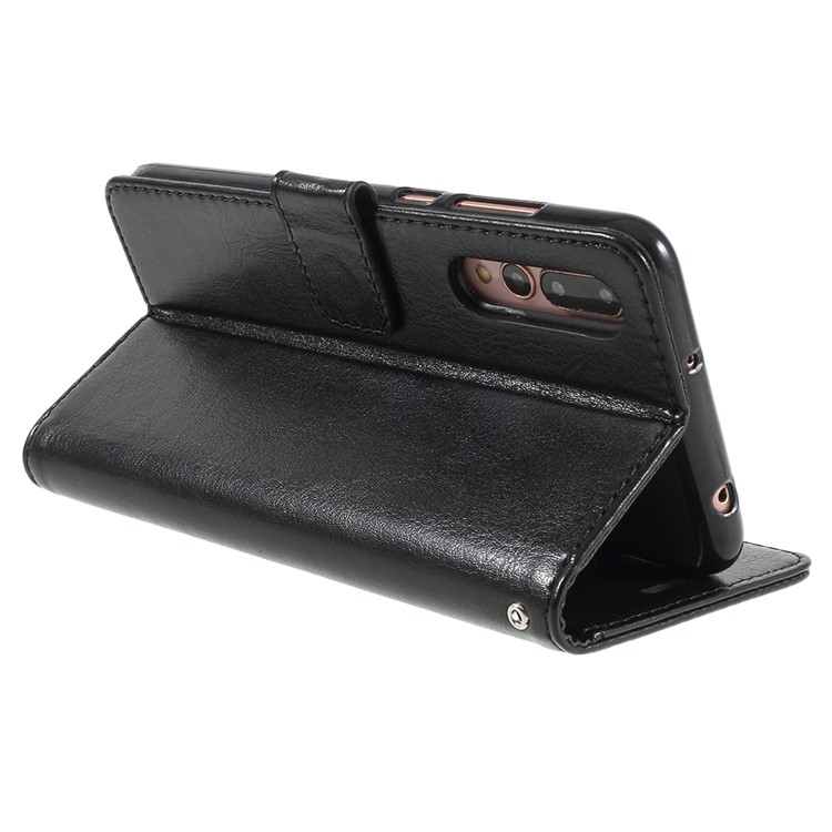 Crazy Horse Texture Flip Leather Wallet Stand Cellphone Magnetic Case for Huawei P20 Pro - Black-6