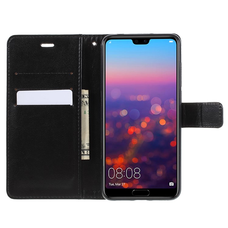 Crazy Horse Texture Flip Leather Wallet Stand Cellphone Magnetic Case for Huawei P20 Pro - Black-7
