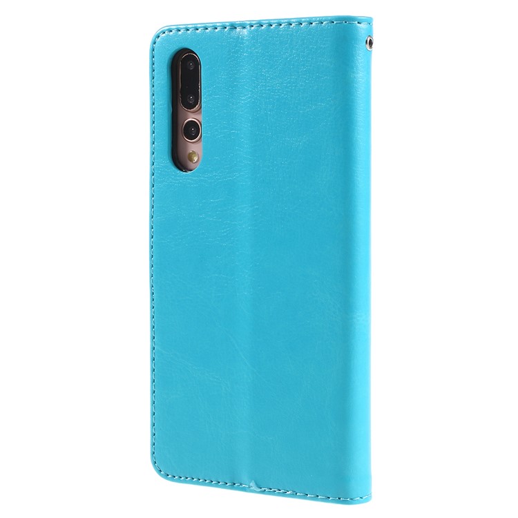 Crazy Horse Texture Flip Leather Wallet Stand Cellphone Magnetic Casing for Huawei P20 Pro - Blue-3