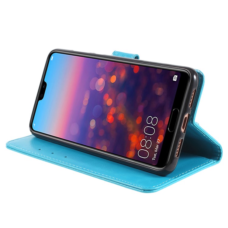 Crazy Horse Texture Flip Leather Wallet Stand Cellphone Magnetic Casing for Huawei P20 Pro - Blue-4