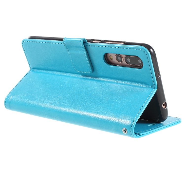 Crazy Horse Texture Flip Leather Wallet Stand Cellphone Magnetic Casing for Huawei P20 Pro - Blue-5