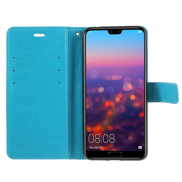 Crazy Horse Texture Flip Leather Wallet Stand Cellphone Magnetic Casing for Huawei P20 Pro - Blue-6
