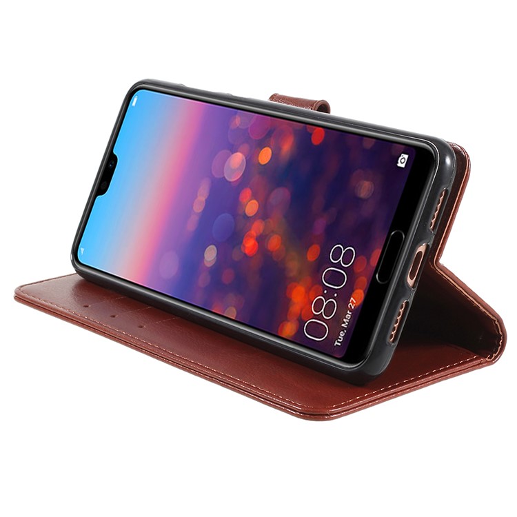 Crazy Horse Texture Flip Leather Wallet Stand Cellphone Magnetic Shell for Huawei P20 Pro - Brown-4