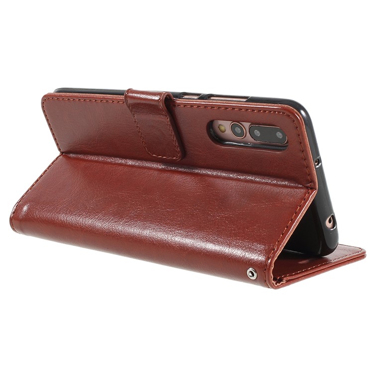 Crazy Horse Texture Flip Leather Wallet Stand Cellphone Magnetic Shell for Huawei P20 Pro - Brown-5