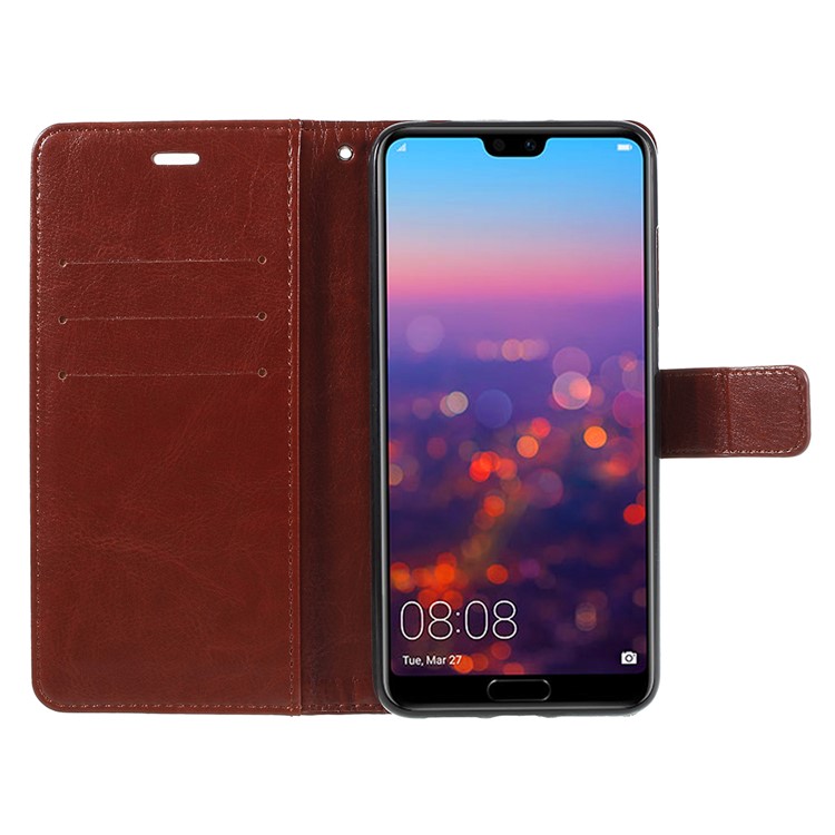 Crazy Horse Texture Flip Leather Wallet Stand Cellphone Magnetic Shell for Huawei P20 Pro - Brown-6