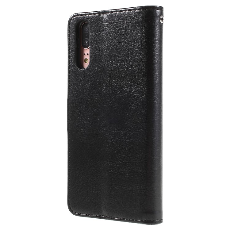 Crazy Horse Texture Flip Leather Wallet Stand Cellphone Magnetic Case for Huawei P20 - Black-2