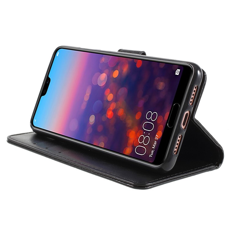 Crazy Horse Texture Flip Leather Wallet Stand Cellphone Magnetic Case for Huawei P20 - Black-4