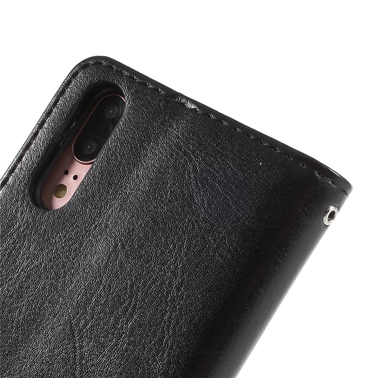 Crazy Horse Texture Flip Leather Wallet Stand Cellphone Magnetic Case for Huawei P20 - Black-8