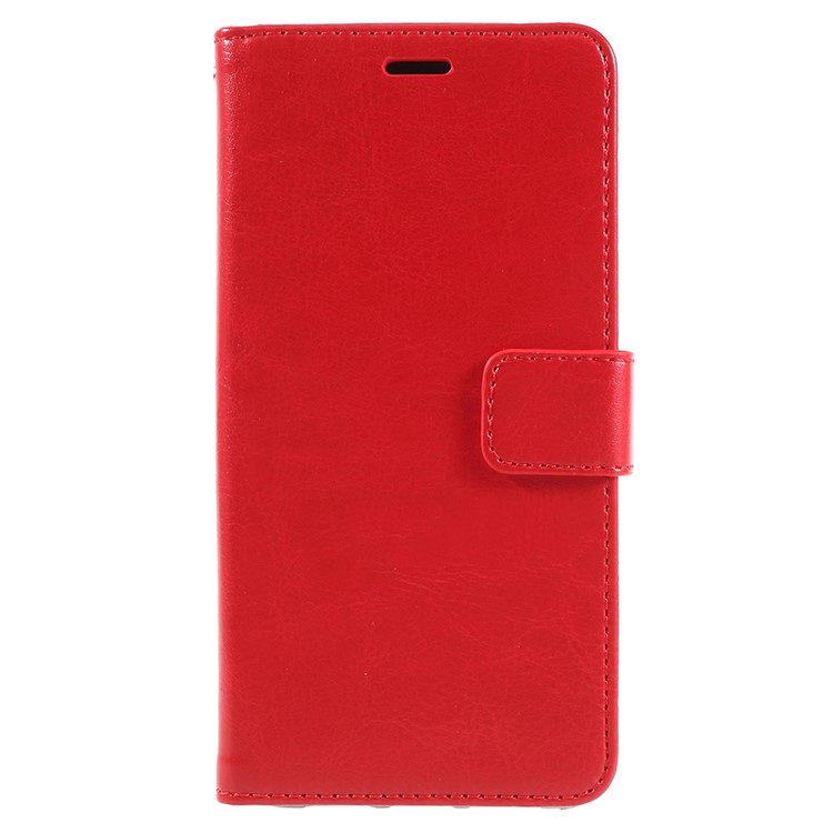 Crazy Horse Texture Flip Leather Wallet Stand Cellphone Magnetic Casing for Huawei P20 - Red-1