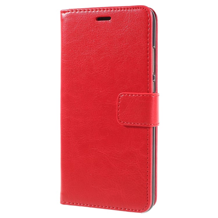 Crazy Horse Texture Flip Leather Wallet Stand Cellphone Magnetic Casing for Huawei P20 - Red-2