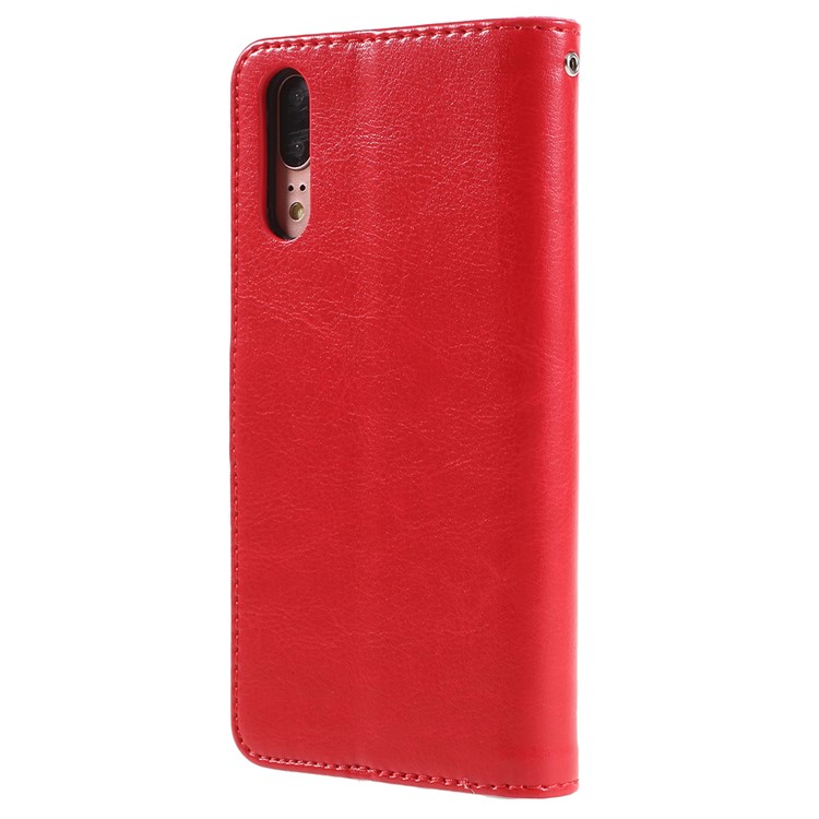 Crazy Horse Texture Flip Leather Wallet Stand Cellphone Magnetic Casing for Huawei P20 - Red-3
