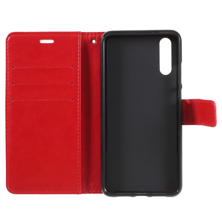Crazy Horse Texture Flip Leather Wallet Stand Cellphone Magnetic Casing for Huawei P20 - Red-7