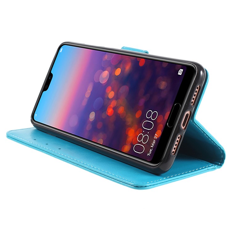 Crazy Horse Texture Flip Leather Wallet Stand Cellphone Magnetic Case Cover for Huawei P20 - Blue-4