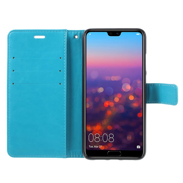 Crazy Horse Texture Flip Leather Wallet Stand Cellphone Magnetic Case Cover for Huawei P20 - Blue-6