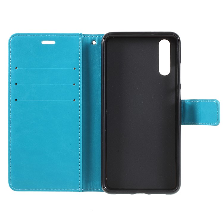 Crazy Horse Texture Flip Leather Wallet Stand Cellphone Magnetic Case Cover for Huawei P20 - Blue-7