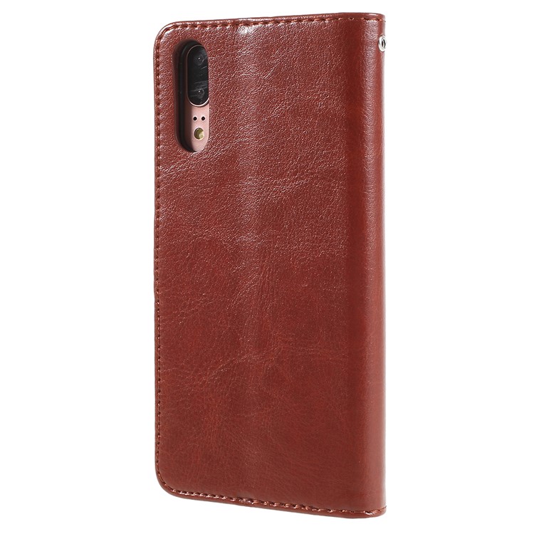 Crazy Horse Texture Flip Leather Wallet Stand Cellphone Magnetic Cover for Huawei P20 - Brown-3