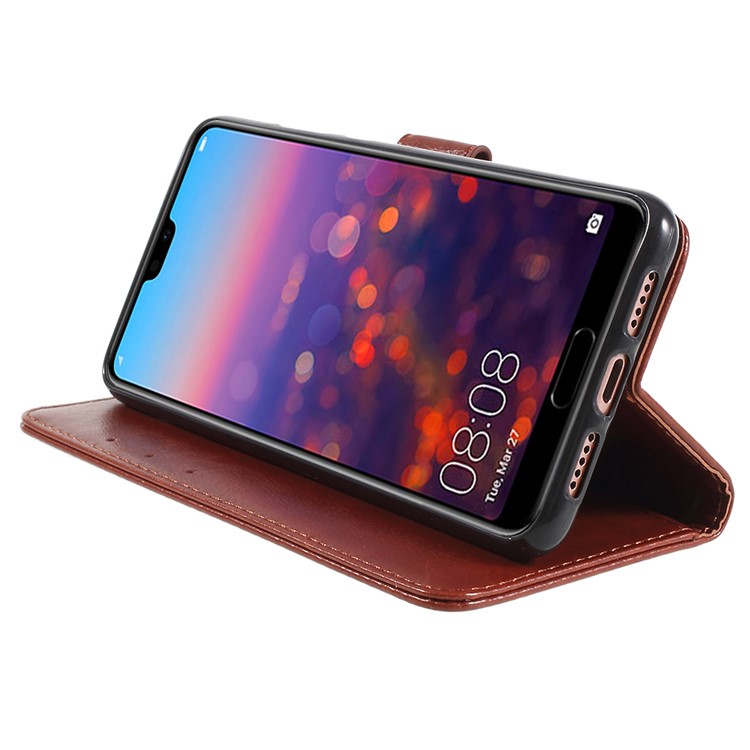 Crazy Horse Texture Flip Leather Wallet Stand Cellphone Magnetic Cover for Huawei P20 - Brown-4