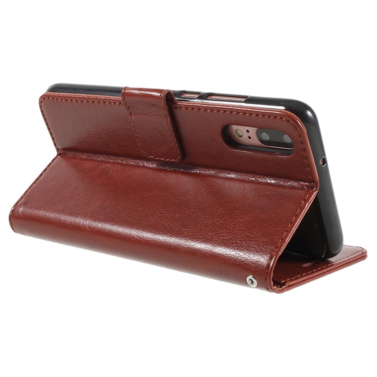 Crazy Horse Texture Flip Leather Wallet Stand Cellphone Magnetic Cover for Huawei P20 - Brown-5