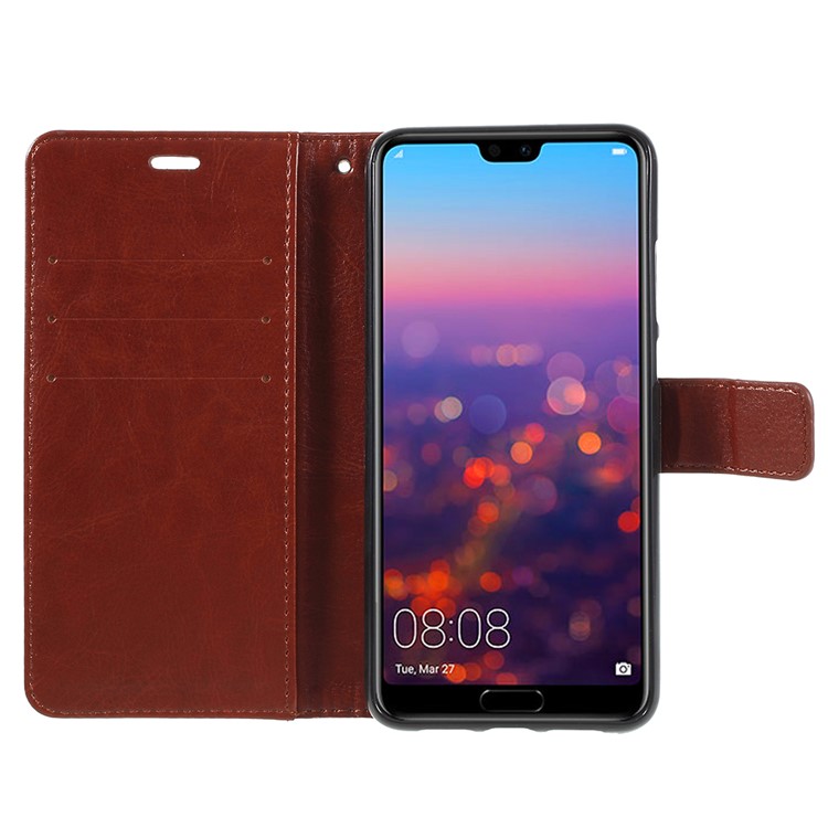 Crazy Horse Texture Flip Leather Wallet Stand Cellphone Magnetic Cover for Huawei P20 - Brown-6