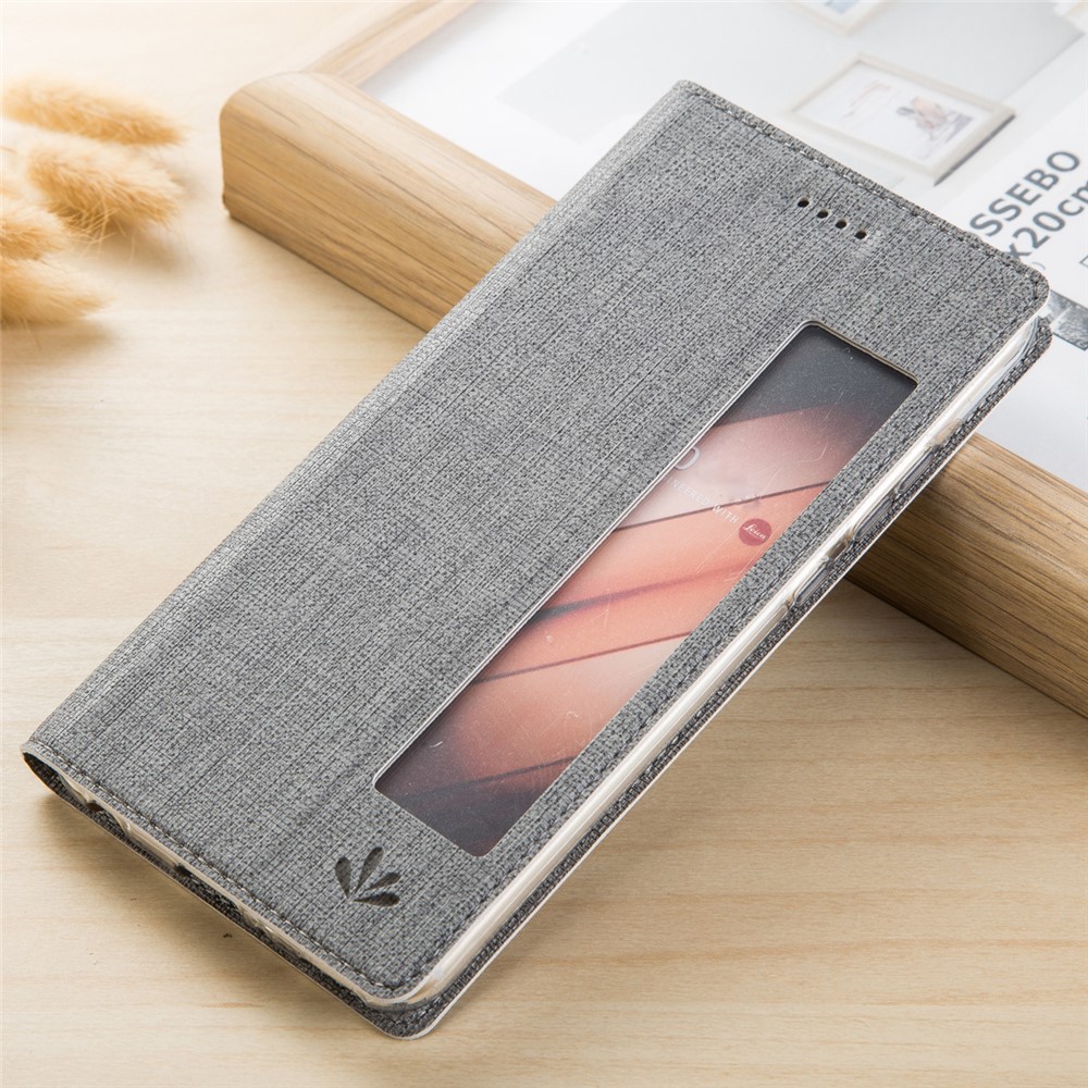 VILI DMX Cross Texture View Window Leather Cover for Huawei P20 Pro - Grey-1