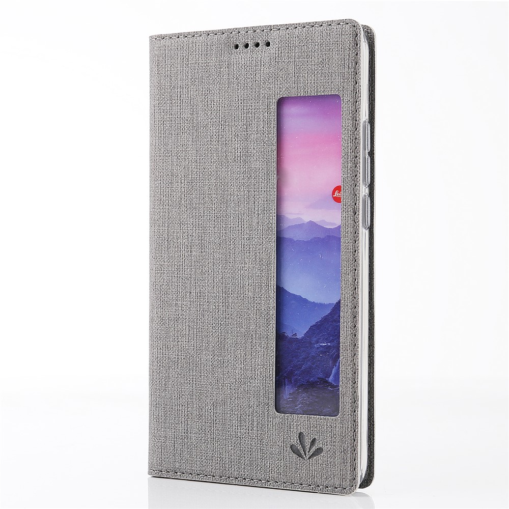 VILI DMX Cross Texture View Window Leather Cover for Huawei P20 Pro - Grey-2