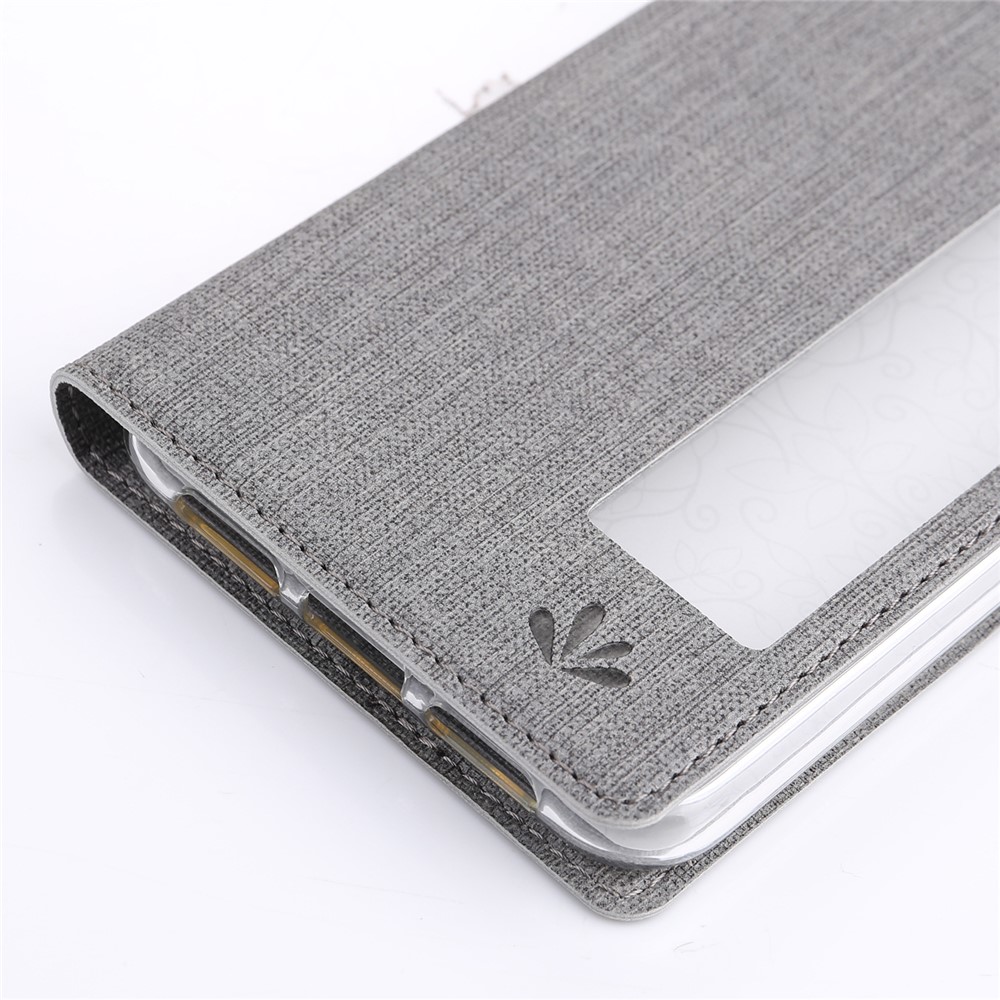 VILI DMX Cross Texture View Window Leather Cover for Huawei P20 Pro - Grey-6