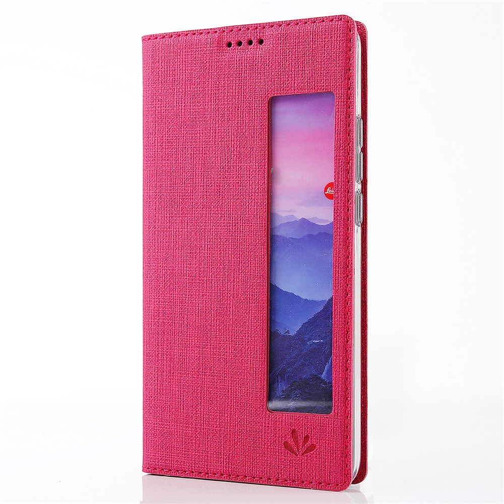 VILI DMX Kreuz Textur Ansicht Fenster Lederschale Mit Ständer Für Huawei P20 Pro - Rose-2