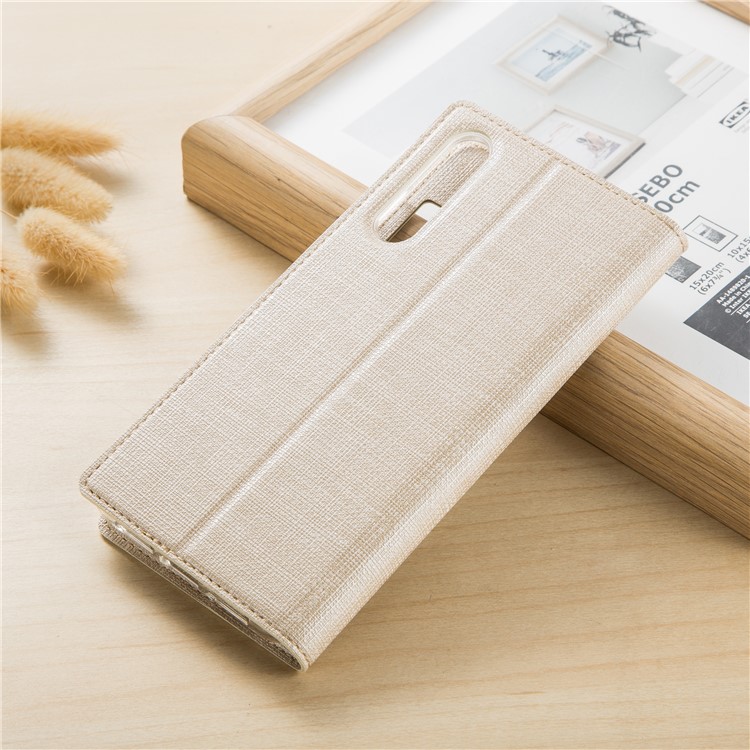 VILI DMX Cross Texture View Window Leather Stand Mobile Casing for Huawei P20 Pro - Gold-2