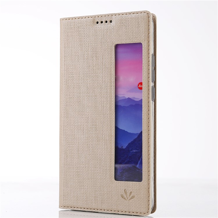 VILI DMX Cross Texture View Window Leather Stand Mobile Casing for Huawei P20 Pro - Gold-5