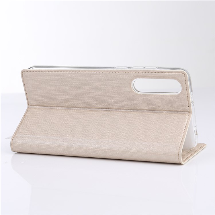 VILI DMX Cross Texture View Window Leather Stand Mobile Casing for Huawei P20 Pro - Gold-7