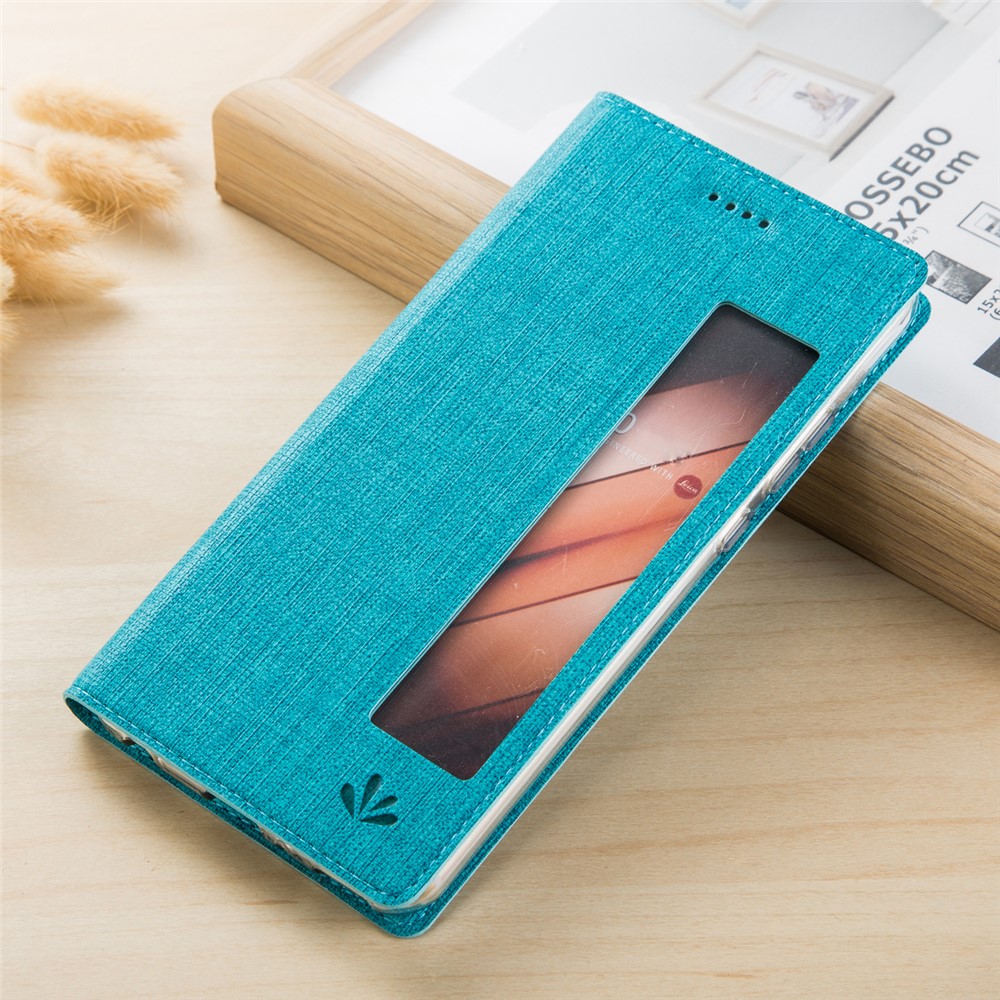 VILI DMX Cross Texture View Window Leather Protection Mobile Phone Case for Huawei P20 Pro - Blue-1
