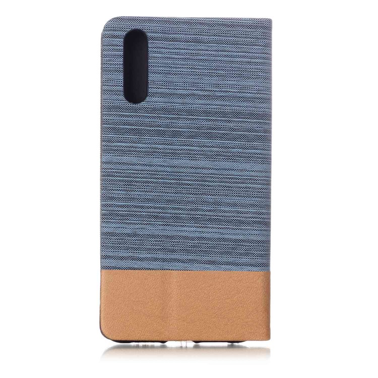 Bi-color Card Holder Canvas Leather Stand Mobile Shell for Huawei P20 - Baby Blue-2