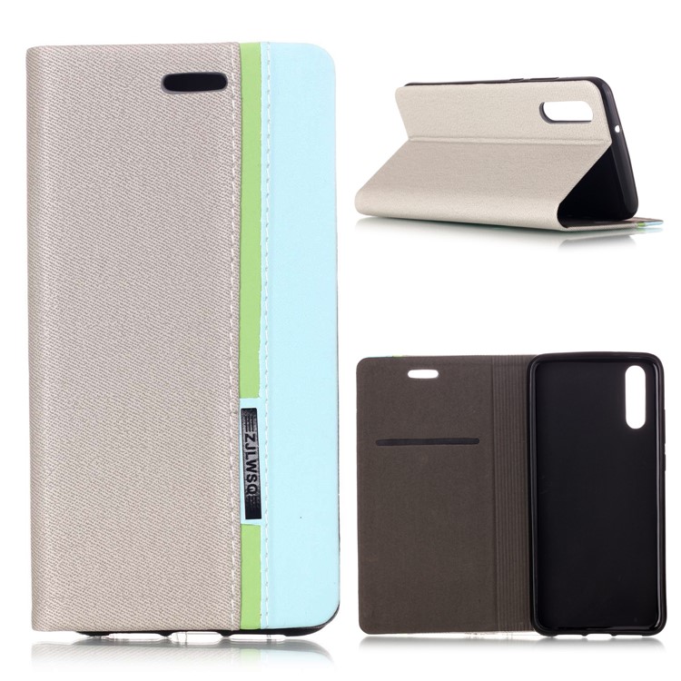 Contrast Color Card Holder Leather Case for Huawei P20 - Grey-1