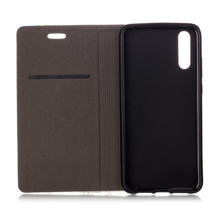 Contrast Color Card Holder Leather Case for Huawei P20 - Grey-4
