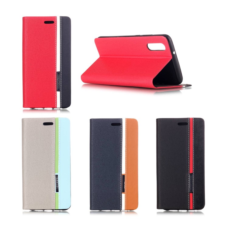 Contrast Color Card Holder Leather Case for Huawei P20 - Grey-8
