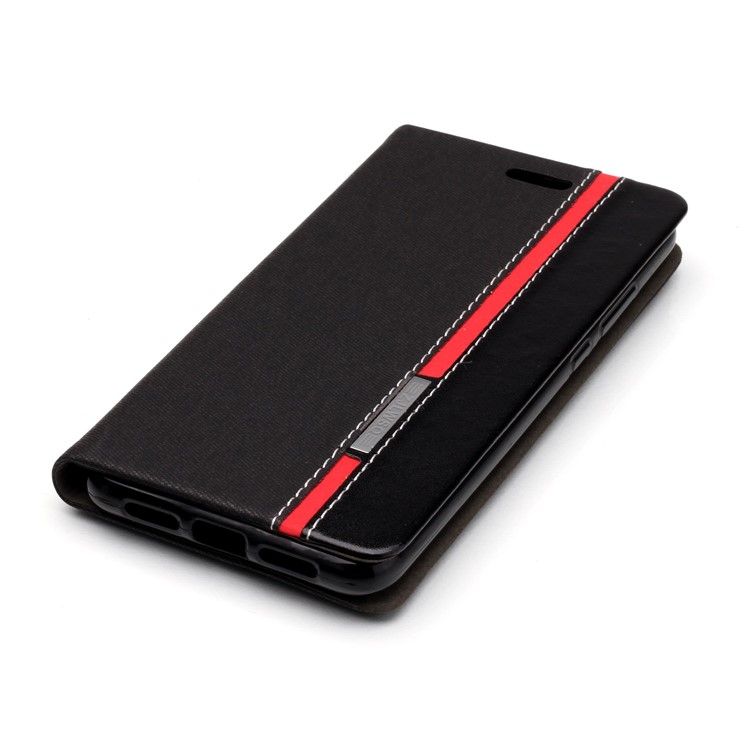 Contrast Color PU Leather Card Holder Phone Case for Huawei P20 - Black-4